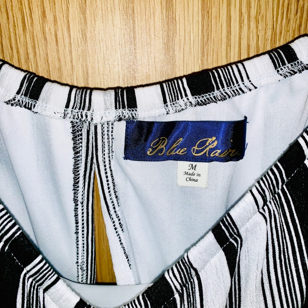 Black and white stripped off the shoulders romper